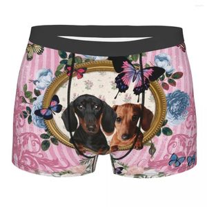 Underpants Dachshund Dog And Butterfly Underwear Male Sexy Print Badger Wiener Sausage Boxer Shorts Panties Briefs Breathbale