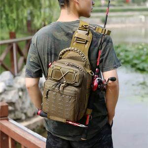 Açık çantalar lazer molle askeri taktik kamp çantası backpack göğüs askı açık hava olta çubukları erkek spor çanta omuz çantası 231124