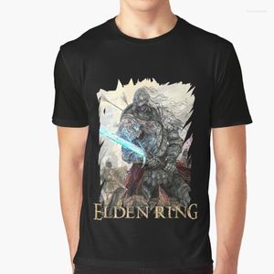 Men's T-skjortor Elden Ring Knight Shield Retro Shirt Cool Dark Souls Game Print Tops Women Men o-Neck Loose Streetwear Roupas Masculinas