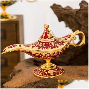 Fragrance Lamps Fairy Tale Aladdin Magic Lamp Vintage Censer Creative Metal Aroma Burner Mti Color Incense Burners Arrive 35X12X18.5 Dhtdj