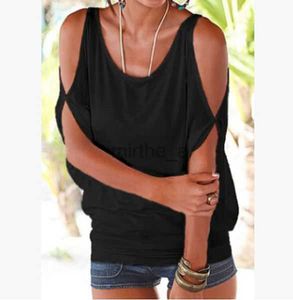 T-shirt Casual Women's Tshirts Summer Women Short Sleeved Loose Candy Color Batwing Open Cold Shoulder Top Fashion Clothing TeesVNZ4