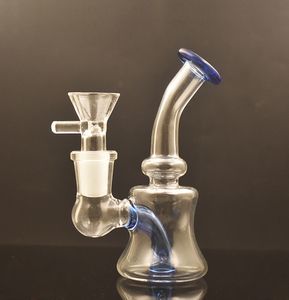 2 Stück kleine Taschen-Mini-Glasbongs Dab Rigs 14-mm-Innengewinde mit Glasschale, kleiner Bubbler-Becher, Bong-Wasserpfeifen mit männlichem Glasölbrennerrohr