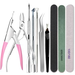 Nail Manicure Set Nail Set Art Sand Files Buffert Sponge Block Brush Nail Scissors Kit med nagelband Nipper Manicure Set UV Gel Polish Tools 230425