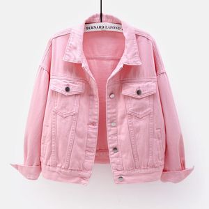 Women's Jackets Spring and Autumn New Colorful Large Denim Coat Women's Short Korean Loose bf Long Sleeve Jacket Student Top