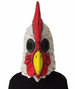 Maski imprezowe białe lateksowe kogut dorośli Mad Chicken Cockerel Halloween przerażający maskarada cosplay 2208268661449