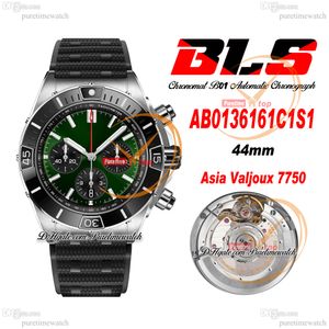 BLS Chronomat B01 ETA VALJOUX A7750 Automatisk kronograf Mens Watch 44 Ceramic Bezel Green Black Dial Rubber UB0136251L1S1 Super Edition ReloJ HOMBRE PURETIME C3