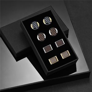 Cuff Links 4 Pairs Set CuffLinks For Mens With Box Wedding Souvenirs For Guests Luxury Jewelry Gifts Man Shirt Cufflink Business Tie Clips 230425