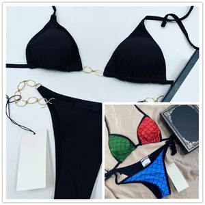 Seaside Womens Designer Swimsuit Lettern Metal Stain Contraving Pattern Piece One One Swimsuits امرأة ثلاث نقاط مثير الدانتيل على الشاطئ أشعة الشمس جزيرة بيكيني