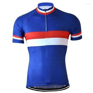 Giacche da corsa Maglia da ciclismo Maglia da bicicletta corta Kit da bici Indossare Mezza cerniera Abbigliamento Manica Blu Rosso Motocross Giacca da montagna Sport attillata