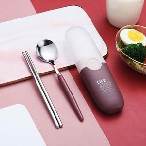 Dinnerware Sets 1 Set Modern Students Portable Spoon Chopsticks Kit Rust-proof Travel Cutlery Dishwasher Safe Office Supplies