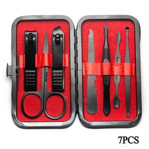 Nail Clippers 7st Black Nail Clippers Rostfritt stål Nagelklippare Set Pedicure Manicure Tool 230425