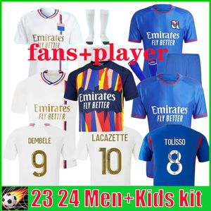 23 24 Maillot de foot Soccer Jerseys Fans Player version 2023 2024 Olympique Lyonnais OL Digital Football Shirt TRAORE MEMPHIS Men Kids kit home away third