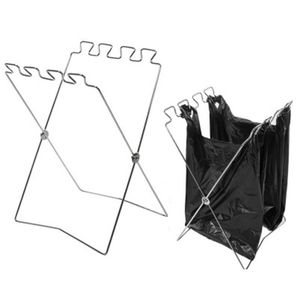 Aufbewahrungshalter Racks Faltbarer tragbarer Outdoor-Müllsack Edelstahlhalter zum Aufhängen für Küchenbedarf Zubehör Za5725 Dheuz