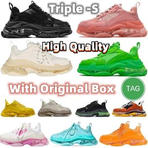 Triple S Men Women أحذية أحذية عرضية منصة واضحة واضحة أسود أبيض بيج تيل زرقاء تربية ريد وردي مدربين رجال يركض المشي