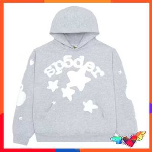 Erkek Hoodies Sweatshirts 2023 Gri SP5der Erkek Kadın Beyaz Köpük Grafik Genç Thug Örümcek Hip Hop 5555555 Sweatshirt Dünya Geniş Kazak ZC2Q