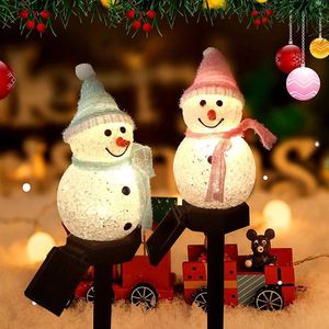 Lawn Lamps Upgrade Snowman Solar Garden Lights Christmas Decoration Outdoor Waterproof Lawn Landscape yard LED Lamps navidad New Year 2023 Q231125