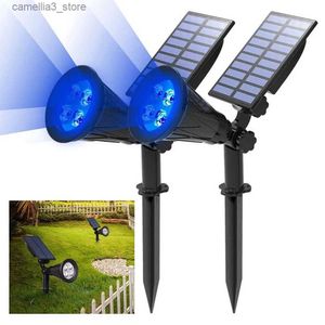 Gräsmattor 1-2st Solar Outdoor Light for Garden Landscape Street Decoration Spotlight Waterproof Countyard Lawn Solar Powered Wall Lamp Q231125