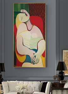 Dreaming Woman by Picasso Abstract Canvas Paintings Reproductions Impressionist Wall Art Posters and Print for Living Room Decor8838366