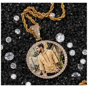 Collane con ciondolo Immagine su misura Collana con ciondolo Personalizzazione Hip Hop Punk Matrimonio Brithday Donna Uomo Regalo Brillante Cubic Zirc Dhltx