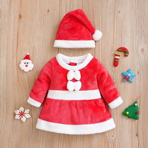 Girls Dresses Winter Short Christmas Style Cute Bow Dress With Farley Velvet Long Sleeve Baby 231124