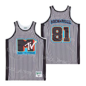 Basketball Movie Music Television MTV Jersey 81 Rock Roll Shirt Film Retro Black White Pinstripe Team Hiphop oddychający wydychający liceum dla fanów sportu Dobry