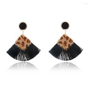 Stud Earrings Trendy Accessories Bohemia Style Sector Leopard Multicolor Silk Thread Tassles For Women Girls Fashion Jewelry