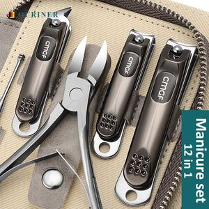 Nail Manicure Set Professional Manicure Set 12 In 1 Full Function Kit rostfritt stål pedikyruppsättningar med läder bärbar fall idé gåva 230425