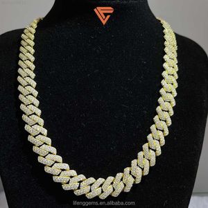 Selling 14 Mm Yellow Gold Plated Vvs Moissanite Diamond Cuban Necklace Trend Hip-hop Cuban Chain for Men