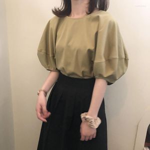 Bluzki damskie 2023 Big Puff Short Lantern Sleeve Vintage Chic Tops for Elegant Blouse Women Spring koszula