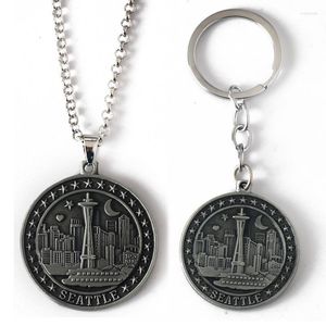 Chains Seattle Landmark Pendant Necklace Souvenirs Of Tourist Attractions Alloy Keychain Jewelry Gifts