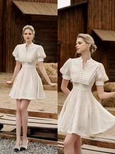 Self Portrait Ladies A-Line Embroidered Sexy V Neck Puff Sleeve Mini Wrap Dress