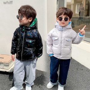 Down Coat 2023 Korean Winter Children Boys Down Jackets Thick Warm Zipper Hoodie Parka Waterproof Shiny Wash-free Kids Boys SnowsuitL231125