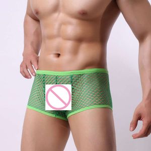 Mode Klassische Männer Unterwäsche Sportliche Atmungsaktive Mesh Boxer Briefs Sexy Transparent Männliche Unterhose Homosexuell Sissy Shorts HT