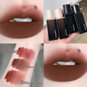 Lipgloss Matte Glaze Amber Transparent Tube Lippenstift Mud Velvet Wasserdichtes, langlebiges Antihaft-Tönungs-Make-up