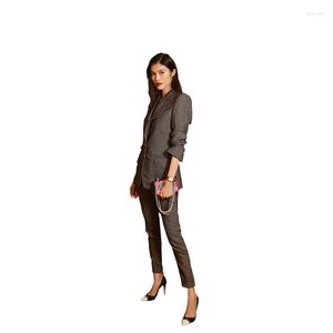 Damen zweiteilige Hosen Herbst und Winter Mode Damen High-End Woolen Small Pant Suit Temperament British Wind Business Damen zweiteilig