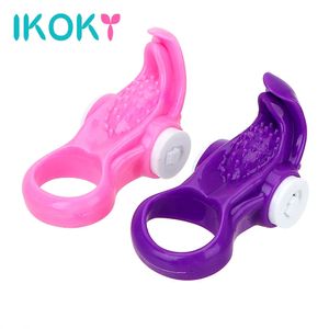 Cockrings IKOKY Vibrating Penis Rings Delay Ejaculation Male Chastity Device Sex Toys for Men Vibrators Cock Ring Clitoris Stimulate 231124