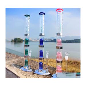 Rökande rör Röktillbehör Aurora LED Light Water Pipe Glass Bong Kits Hookahs Sill Tobacco 22 tum Höjd för butiksförsörjning Drop Dhhll