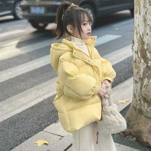 Down Coat Girls Winter Cotton-padded Jacket Padded Jacket Thick Warm Korean Version Baby Girl Down Cotton-padded Bread Suit Foreign StyleL231125