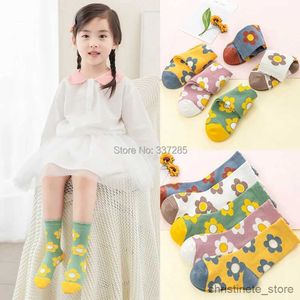 Kids Socks Girls child cotton socks pretty flowers cute princess high socks for baby kids autumn colorful children girls sock R231125