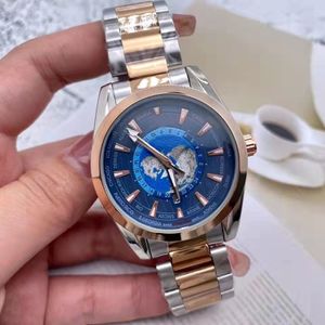 Omg 43mm Man Man Moda Moda Vestor de Vestiários de Velvões Men Três Aunhóis Sapphire Glass Quartz Earth Watch Watch Watch Aço inoxidável Relógios de aço Bracelet OG855