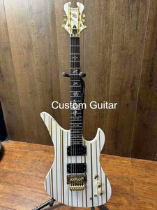 Guitarra elétrica com chifre schect personalizado com sistema vibrato duplo, cores gentis