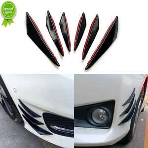 6PCS Universal Black Gloss Styl Accessories Auto Przód zderzak guma płetwa rozdzielacz splater spoiler kanardowy walencja naklejka na ciało