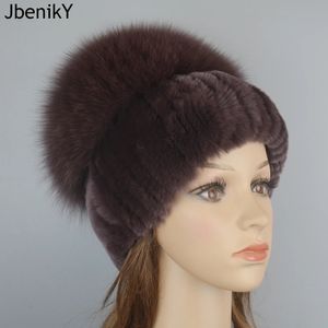 Caps Hats Russia Style Women Real Genuine Fur Beanies Hat Girls Natural Rex Rabbit Skullies Cap Knit Winter 231124
