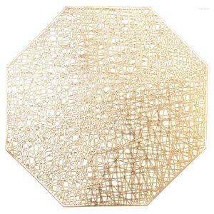 Table Mats Placemats For Dining Set Of 6 Place Octagonal Non Slip Dinner (Gold)