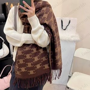 Classic Arc de Triomphe 100% Cashmere Designer Scarf Womens New Soft and Warm Mens Scarf Couple High end Letter Printed Tassel Shawl with Gift Box wholesale