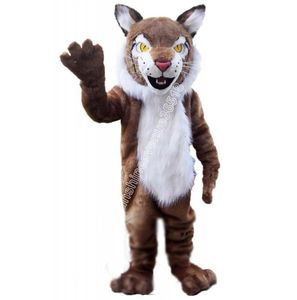 Hot Sales Brown Wildcat Bobcat Mascot Costume Top Cartoon Anime theme character Carnival Unisex Adults Size Christmas Birthday Party Outdoor Outfit Suit