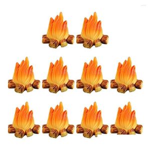 Garden Decorations 10 PCS Fire Ornament Micro Landsca Fake Fairy Cake Harts Campfire Model Outdoor Cam Accessories Drop Delivery Ho Dhmak