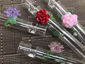 Vintage One Hitter med Rose Folwer Glass Smoking Pipe Quality Hookah Bong Original Glass Factory Made Can Put Customer Logo av DHL UPS CNE