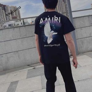 Designer modekläder tees tshirt amiiri ny stjärna himmel regnbåge fred duva tidvatten varumärke bokstavtryck sommar lös bomull t-shirt för män kvinnor