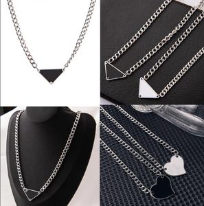 Black White 4color Triangle Letter Necklaces Designer Luxury Brand Statement Jewelry Titanium Steel Pendant Necklace Chain Men Women Unisex Gift